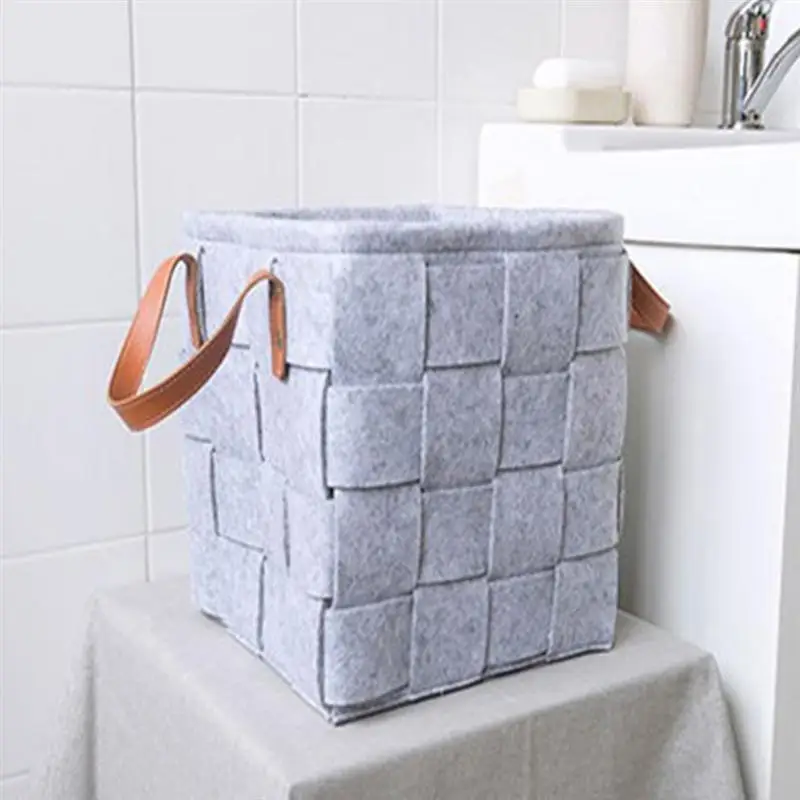 

Dustproof Foldable Felt Handmade Laundry Hamper Storage Dirty Clothes Basket for Home Use Storage Dirty Clothes