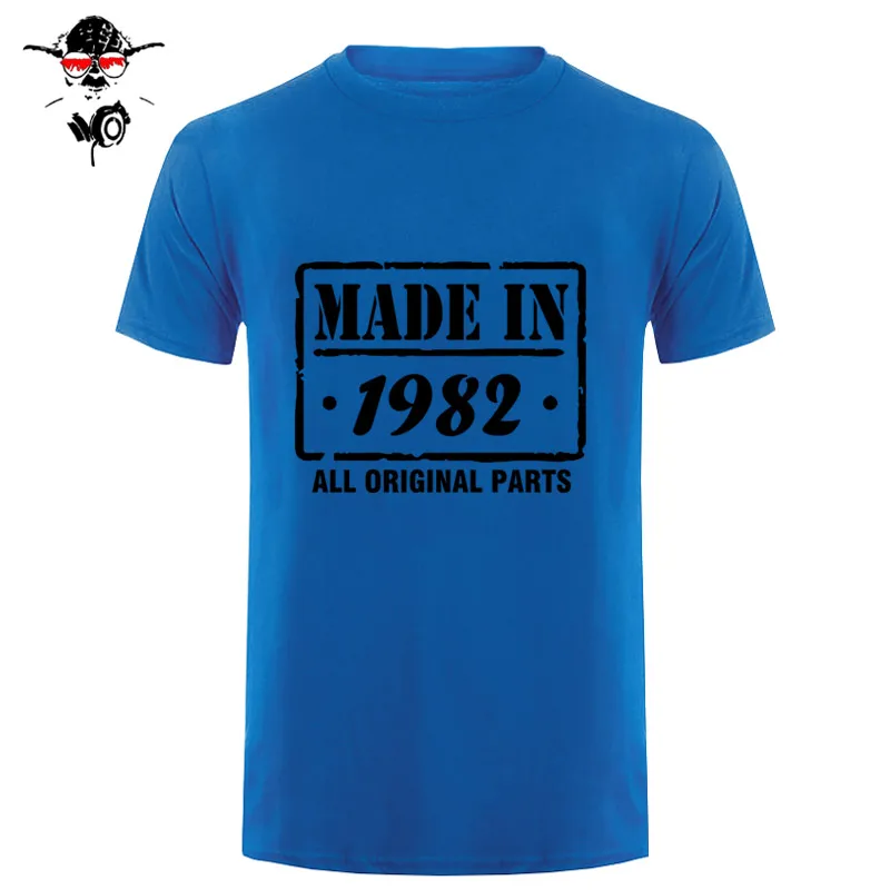 Сделано в 1982 году 36rd футболка на день рождения Мужская смешная футболка мужская одежда - Цвет: blue balck