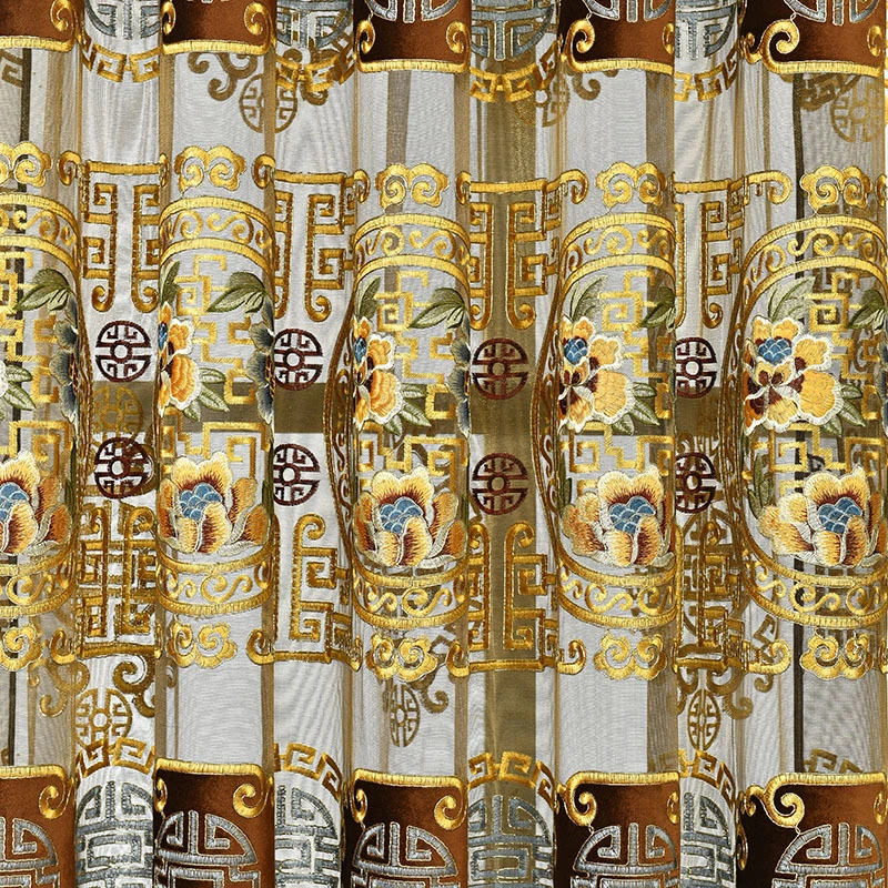 Китайский Королевский Золотой Цвет бархатные шторы для Гостиная Спальня класса люкс с вышитыми цветами тюль, занавески, enhao для столовая