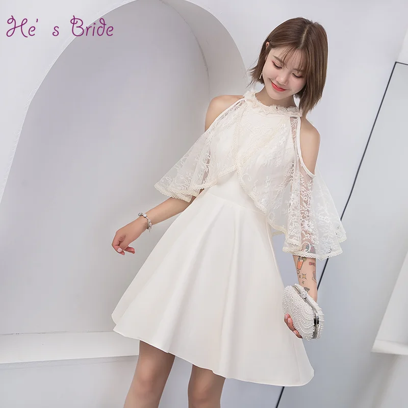 He S Bride Custom Party Lace Satin Above Kneemini Short Elegant