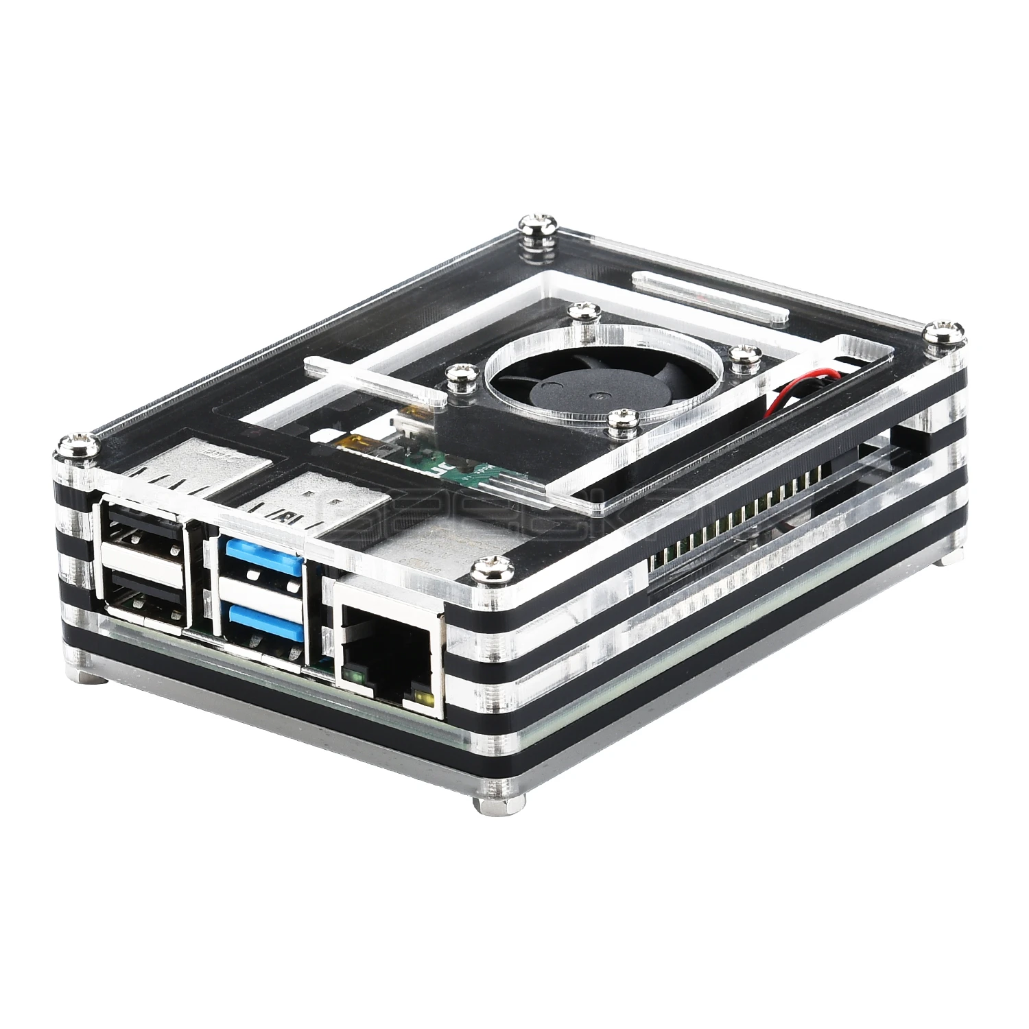 Акриловый прозрачный/прозрачный и черный чехол GeeekPi для Raspberry Pi 4 Модель B с