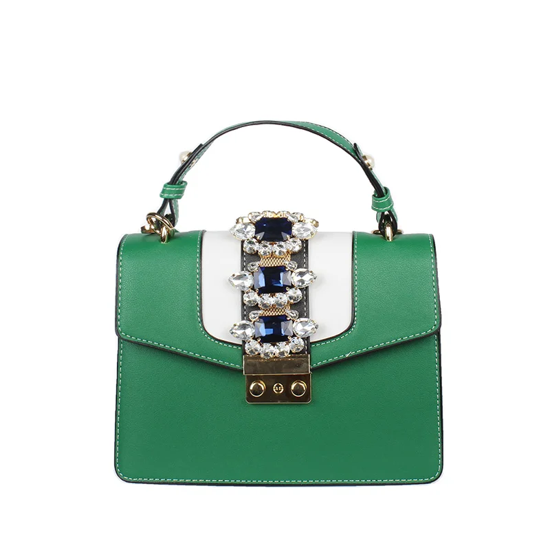

Luxury Brand 2018 Diamond Gem Women Leather Handbag Colorful Strap Shoulder Bags Famous Designer Handbag Big Totes 1e9254