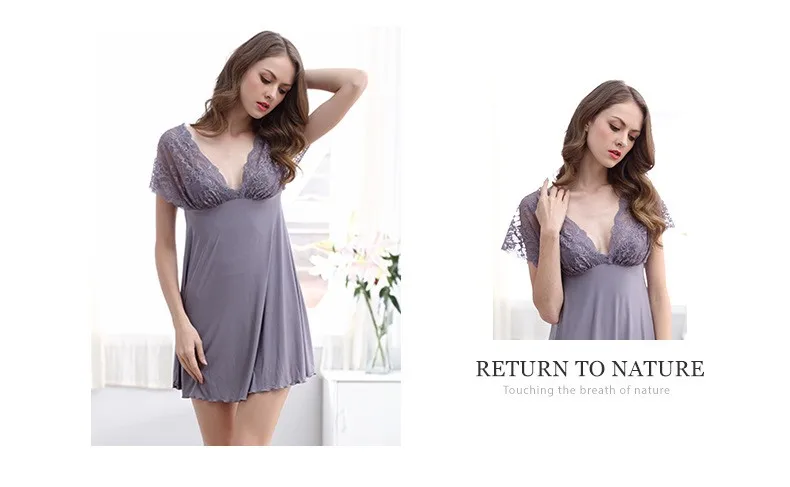 2017 Summer Lace Pajamas Lounge Women Modal Sexy V