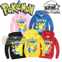 Venda quente Das Meninas Dos Meninos Camisola Pikachu Impressão Casaco Esporte Crianças Hoodies Outerwear Crianças Jaquetas Roupas 2016 Outono Inverno