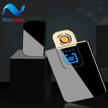 

100pcs/lot wholesale Zinc alloy rechargeable liquid crystal induction encendedor windproof double-sided smoking lighter