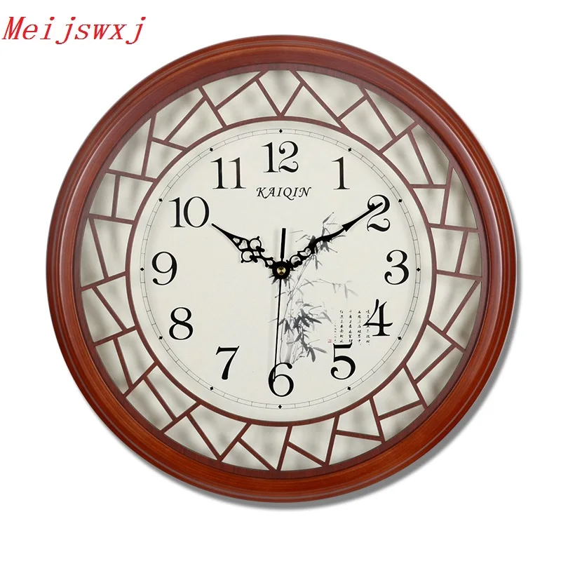 

Meijswxj Saat Wall Clock Reloj Clock Relogio de parede Duvar Saati Horloge Murale Classical Mute Wood Clocks living room Decor