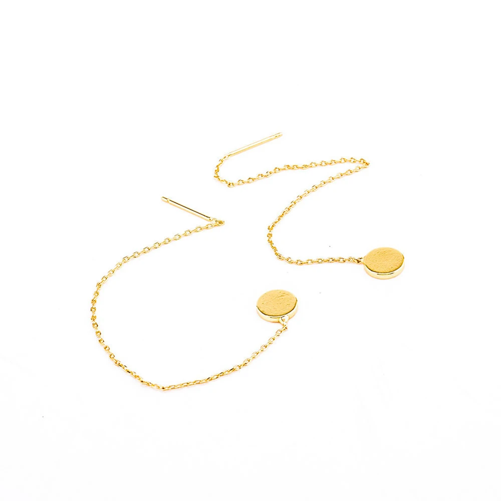1 пара, Новая модная женская Золотая длинная Серебряная цепочка, висячие серьги, ювелирные изделия - Окраска металла: gold round