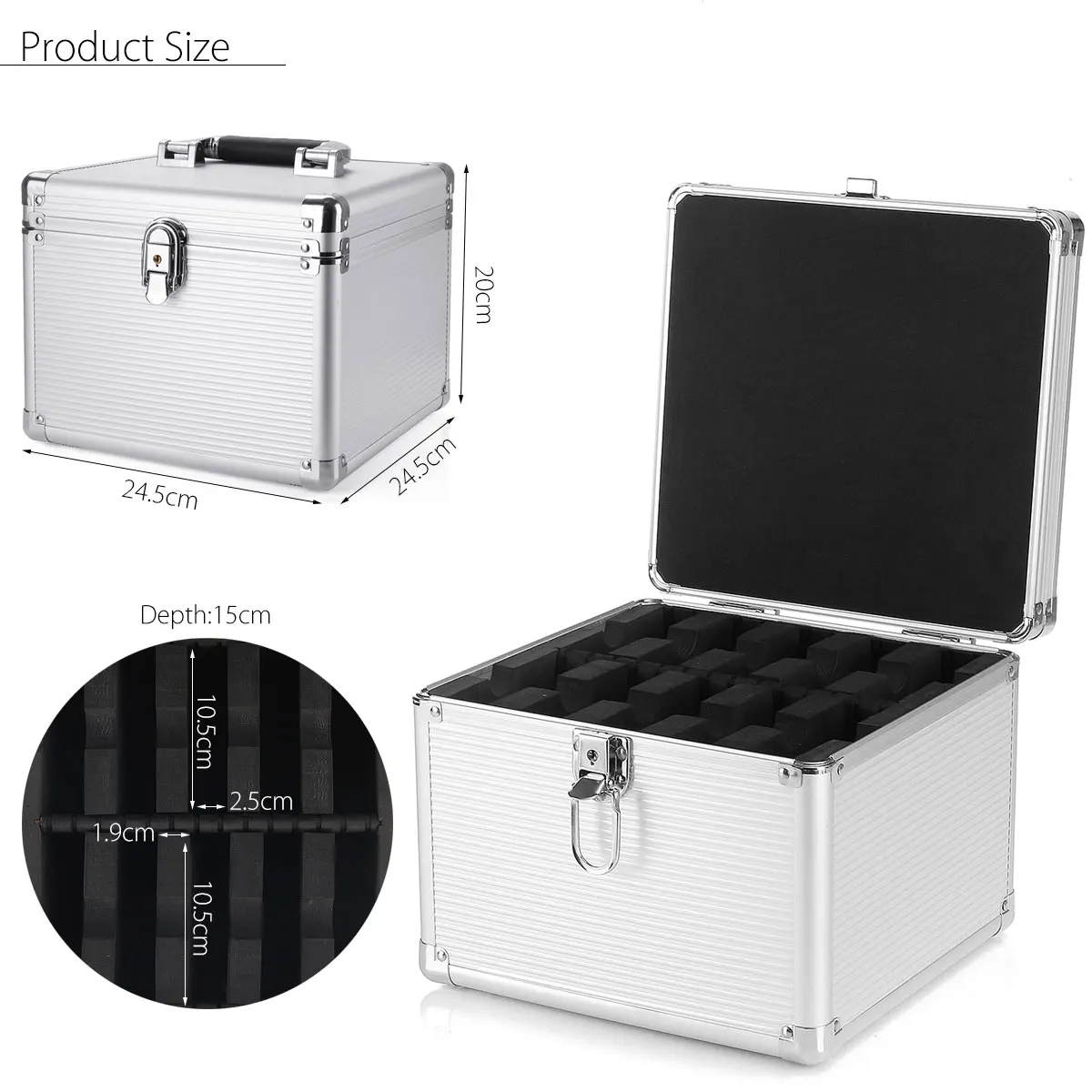 

LEORY Aluminum 10 3.5-inch Hard Drive Protection Box Storage with Locking - Silver