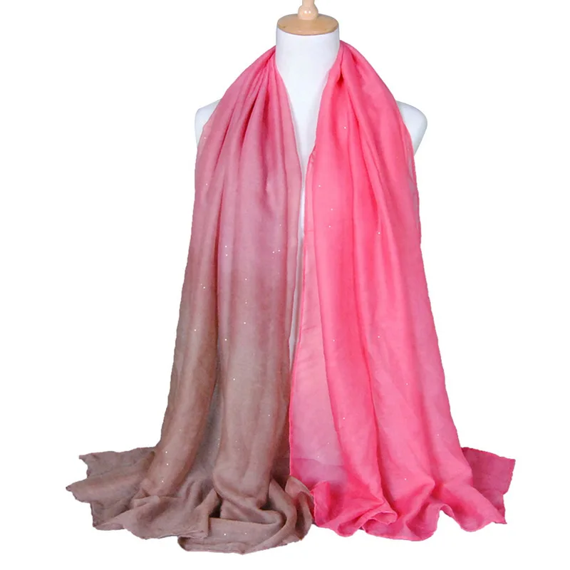 Мягкие шелковые шарфы для женщин, новинка, высокое качество, шифон, градиентный цвет, длинная шаль, шарфы для женщин, шифон, для женщин