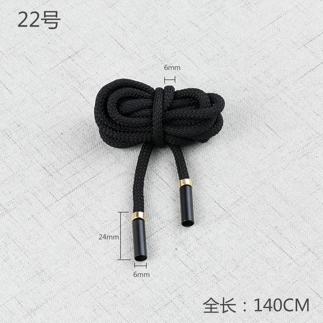 Sports pants drawstring strap metal head black and white cotton rope