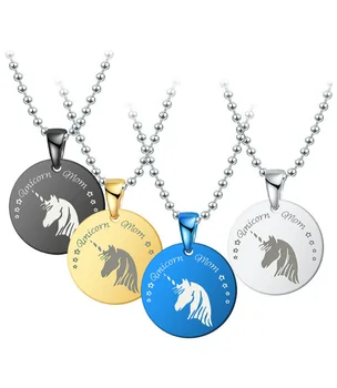 

Fashion Christmas Gift Round Horse Head Pendant Stainless Steel Necklace