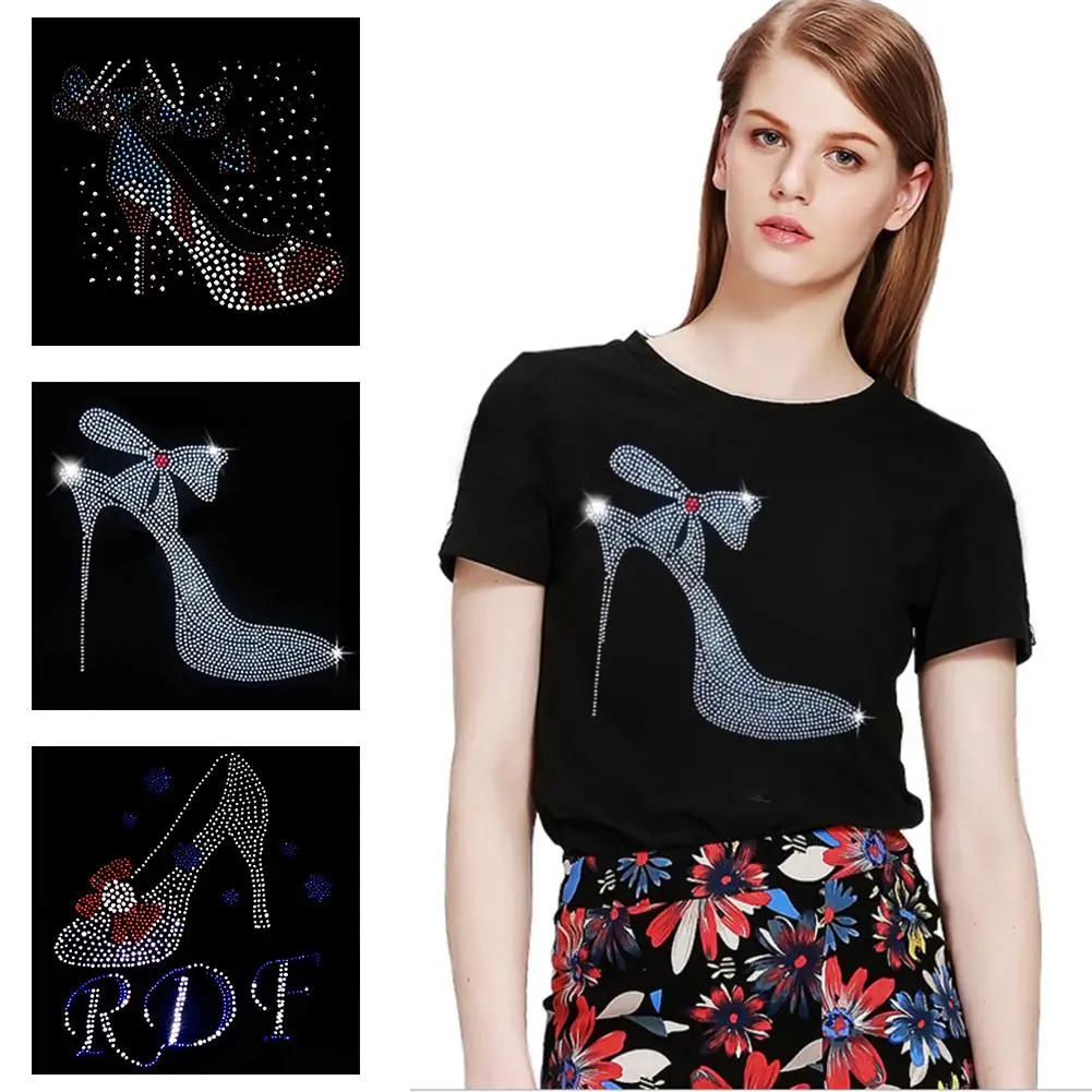 

Rhinestone Motif Embellishment High Heel Shoes Sweater T-Shirt Front Pattern DIY Clothing T-Shirt Heat Transfer Rhinestone Motif