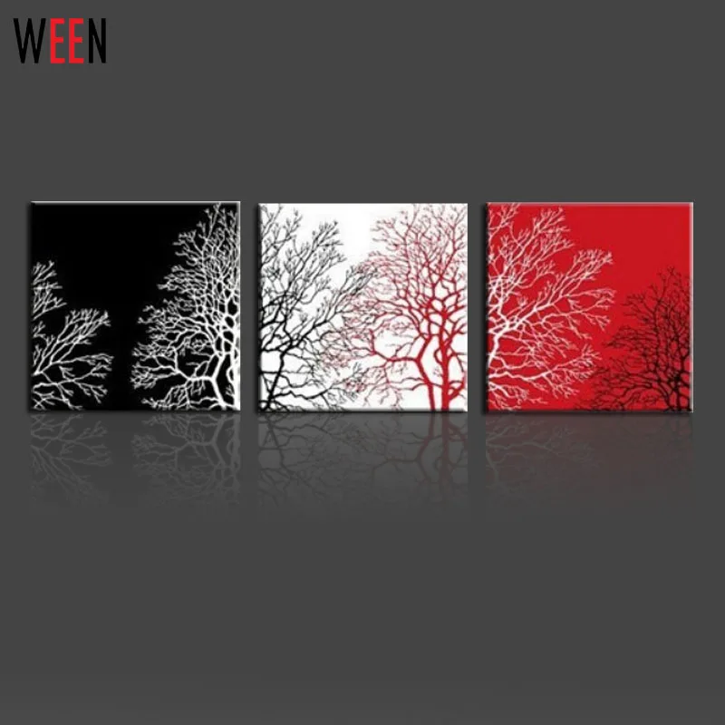 3 Pcs Hand Painted Oil Paintings Tree Wall Pictures For Living Room Modern Canvas Art Oil Painting Abstract Picture No Frame