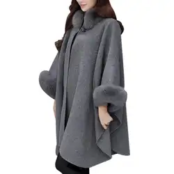 Новые модные зимние Для женщин Повседневное длинное пальто корейский стиль меха шеи на Длина плащ пальто все сопоставления темпераментная
