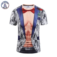 Mr.1991INC&Miss.Hot 2017 Mens Fashion 3D Printing T shirt Muscle Tie Summer Short Sleeve Tops Tees Funny Fake Two Piece Tshirt
