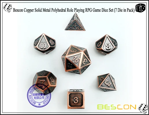 Estilo de Cobre Jogo de Dados Bescon Novo Sólido Metal Polyhedral d & Dice Conjunto 7 Cobre Rpg Role Playing Peças D4-d20 3 High Quality Brinquedos e hobbies