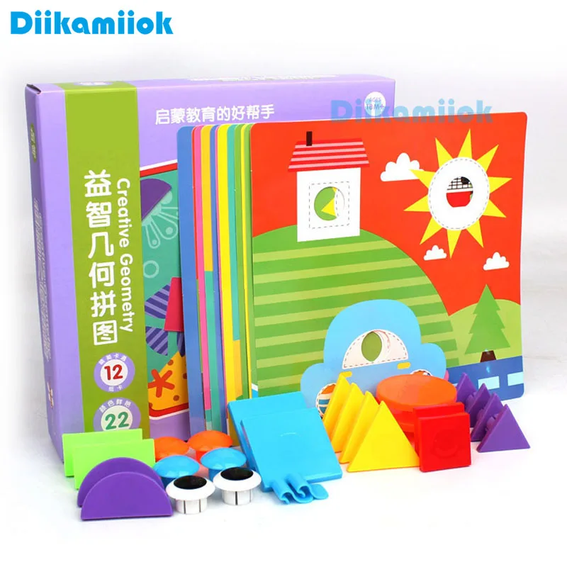 

2019 New Mushroom Nail Creative Puzzle Geometric Shape Jigsaw Board Button Puzzles Baby Learning Educational Toys for Children