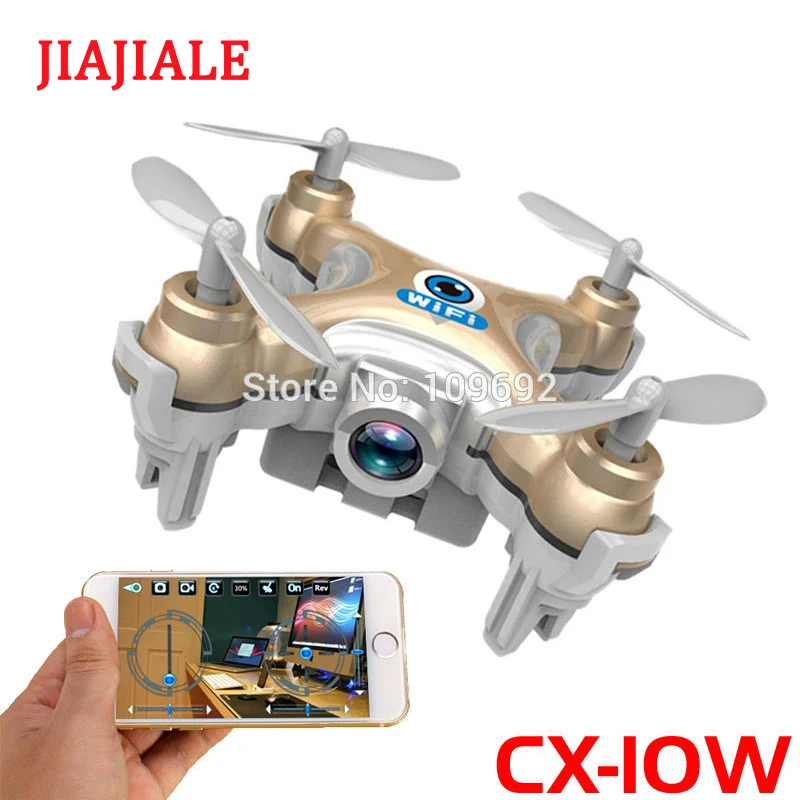 Baratos Envío Gratis RC Drone Cheerson CX 10W CX10W MINI WIFI FPV Quadcopter 6 Axis 2,4G 4CH con 0.3MP HD Cámara helicópteros de juguete regalos