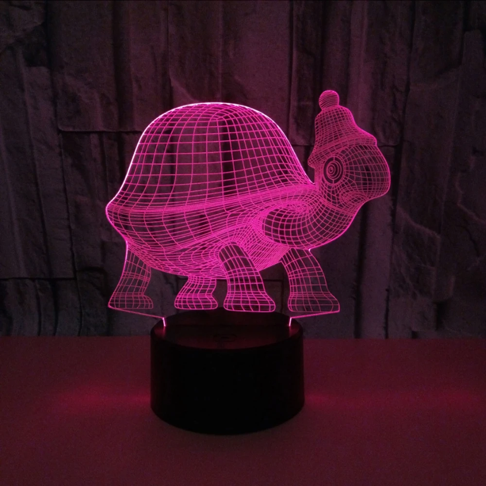  tortoise Model Illusion 3d Lamp LED 7 Color Changing Animal 3d Visual Led Night Lights For Kids Toy