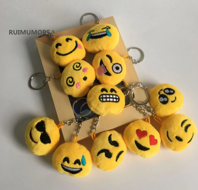 

12pcs/lot Little Mini 4CM smallest mix Emojis Plush toys Doll , gift Stuffed toys for key ring chain Plush Doll Toy