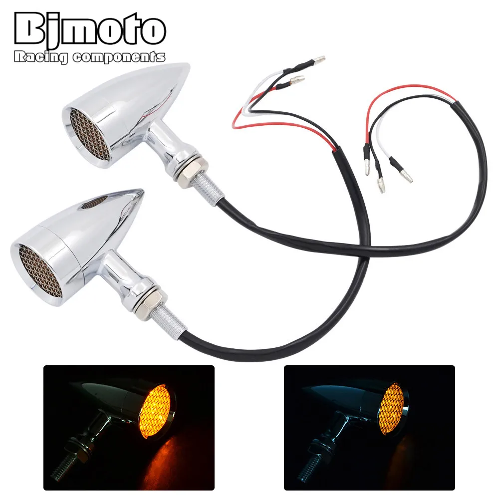 

BJMOTO Chrome Motorcycle Turn Signal Light 20 LED Turn Signals Indicators Universal Blinkers Flashers for Harley Honda Yamaha