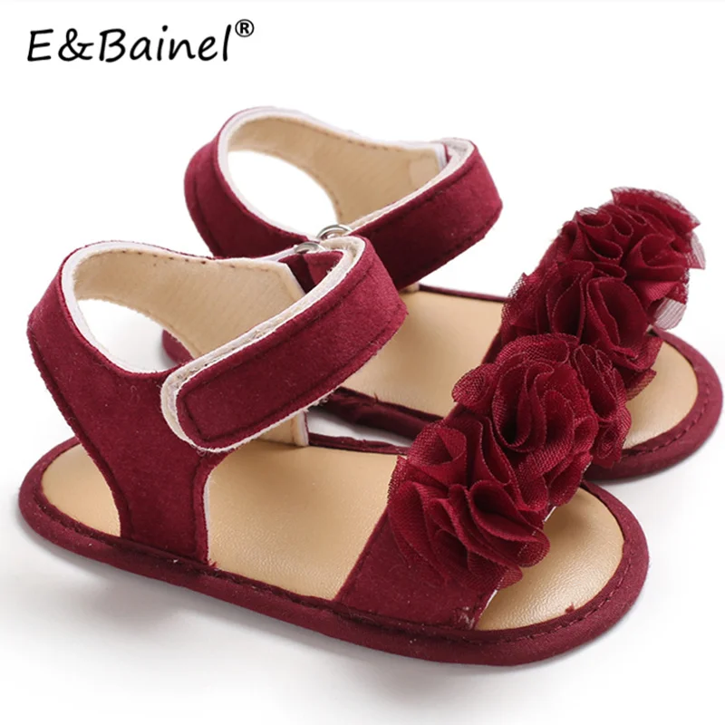 E& Bainel/Обувь для новорожденных девочек; летняя обувь для малышей с цветочным принтом; нескользящие сникерсы на мягкой подошве; обувь