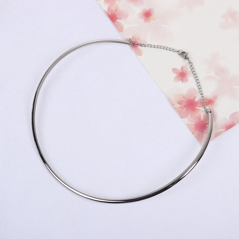 304 Stainless Steel Collar Neck Round Circle Necklace U-shaped 48cm long 1 Piece