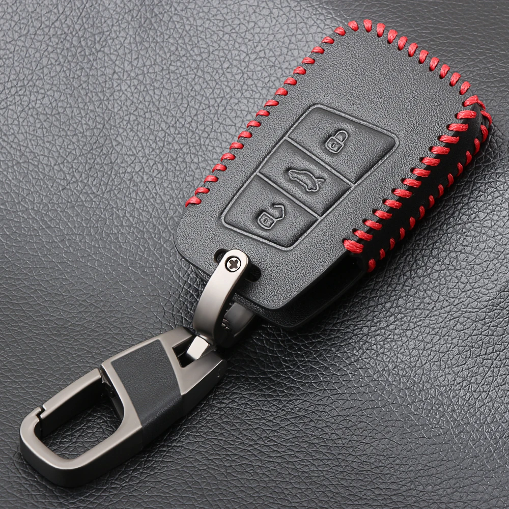 Genuine Leather Car Key Remote Cover Case For Volkswagen VW Tiguan MK2 Magotan Passat B8 CC For Skoda Superb A7 key case,key case cover,car key shell
