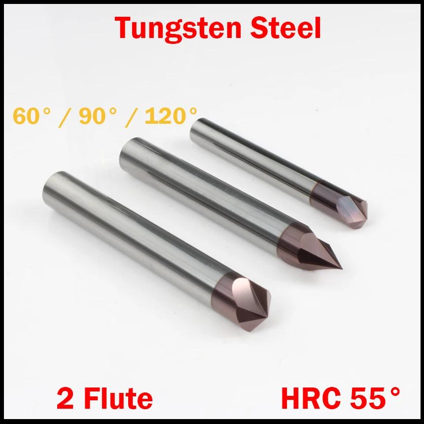 1Pc 4.0mm 3 Flute 60 Degree Tungsten Solid Carbide HRC55 Chamfering End Mill