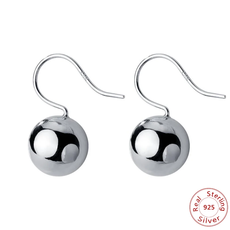 

100% Real 925 Sterling Silver Drop Earring Temperament Ball Beads Hanging Earrings Fashionable Women Silver Jewelry