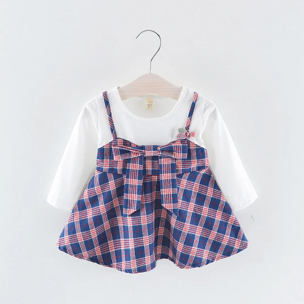

MUQGEW 2019 Hot Sale Toddler Kid Baby Girl Long Sleeve Stripe Bow Party Princess Dress Tops Dropshipping Baby Clothes