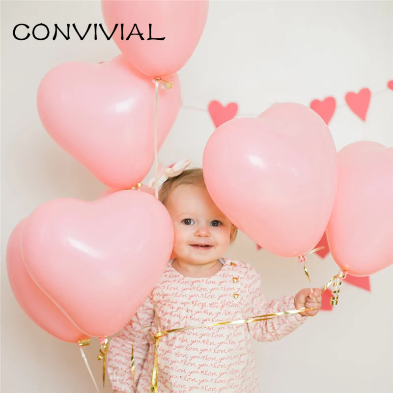 

10pcs 12 inch Pink Heart Latex Balloons Wedding Anniversary Decorations Valentine's Day Birthday Ballon Party Supplies PA129