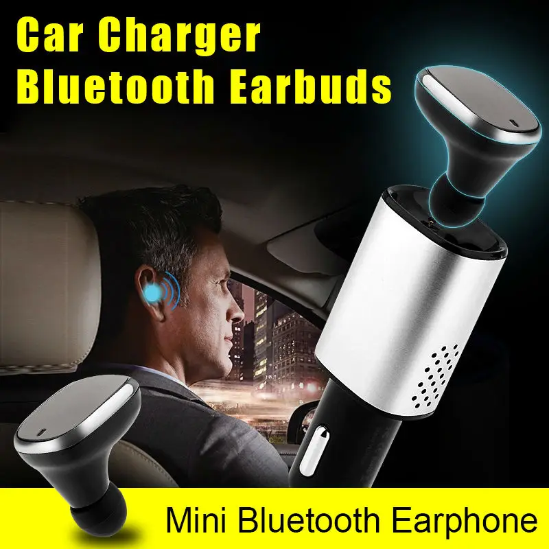 Car Charger Bluetooth Earbuds V4.1 Mini USB Car Adapter Wireless