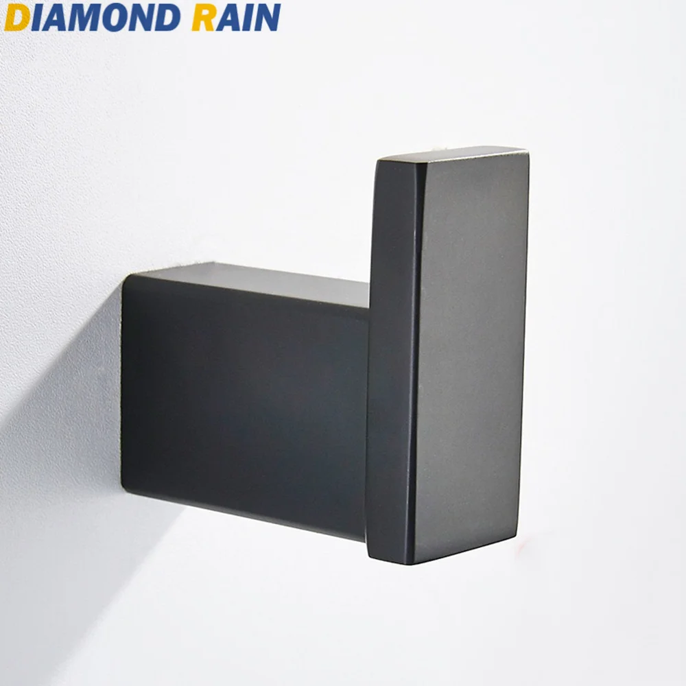 304 нержавеющая сталь черный матовый набор оборудования для ванной современные прямоугольные настенные аксессуары для ванной комнаты DR-32 - Цвет: Towel Hook