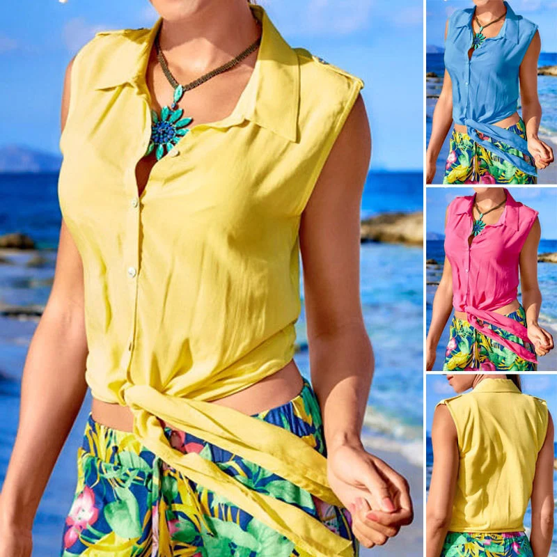 New Fashion Women's Clothes Summer Vest Top Sleeveless Shirt Blouse