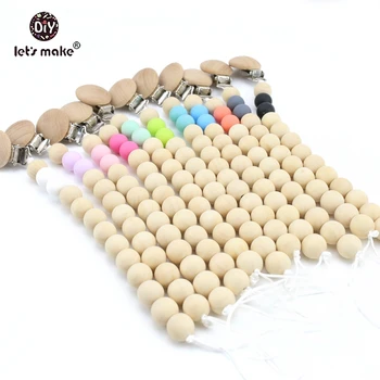

Let's Make Baby Nursing Accessories 1pcs Wooden And Silicone Beads Pacifier Clip Teether Sensory Chewing Toy Kids Gift Pendant