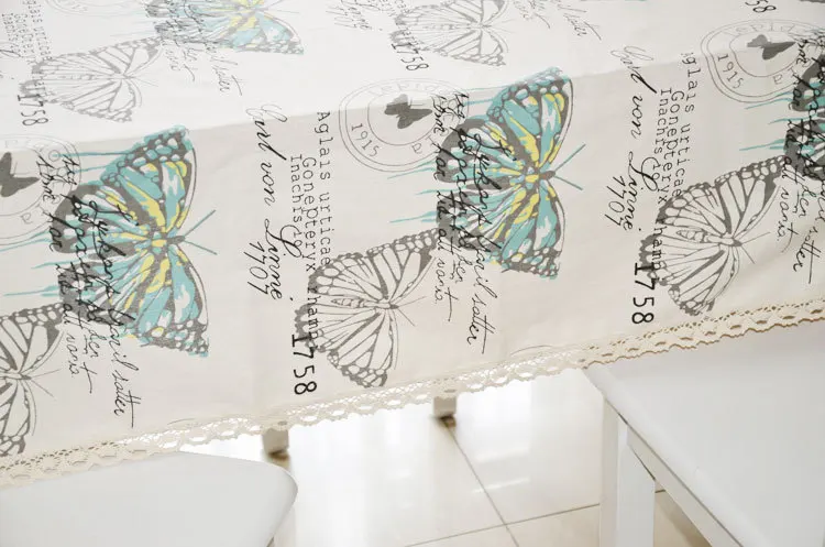 BeddingOutlet Butterfly Tablecloth Cotton Linen Dinner Table Cloth Insect Macrame Decoration Lacy rectangular table cloth