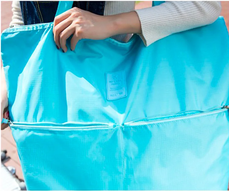 Большая сумка для покупок Foldabel Женская Складная Сумка Многоразовые нейлоновые сумки на плечо женские сумки на молнии водонепроницаемые большие продуктовые сумки