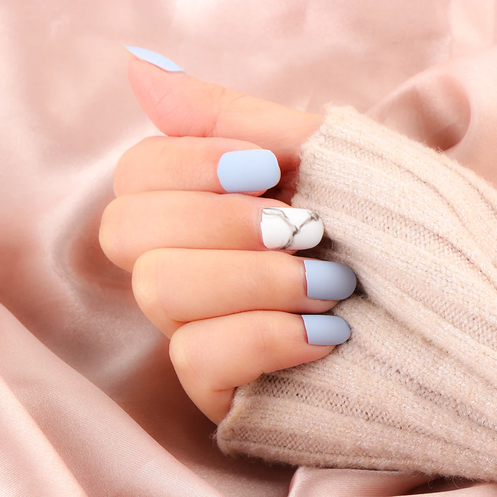 24pcs Set White Light Blue Fake Nail Frost Matte Marble Square Artificial Nail Art Tips With Glue Sticker Home Faux Nails Art Buy At The Price Of 0 98 In Aliexpress Com Imall Com 24pcs Set White Light Blue Fake Nail Frost Matte Marble Square Artificial Nail Art Tips With Glue Sticker Home Faux Nails Art Buy At The Price Of 0 98 In Aliexpress Com Imall Com