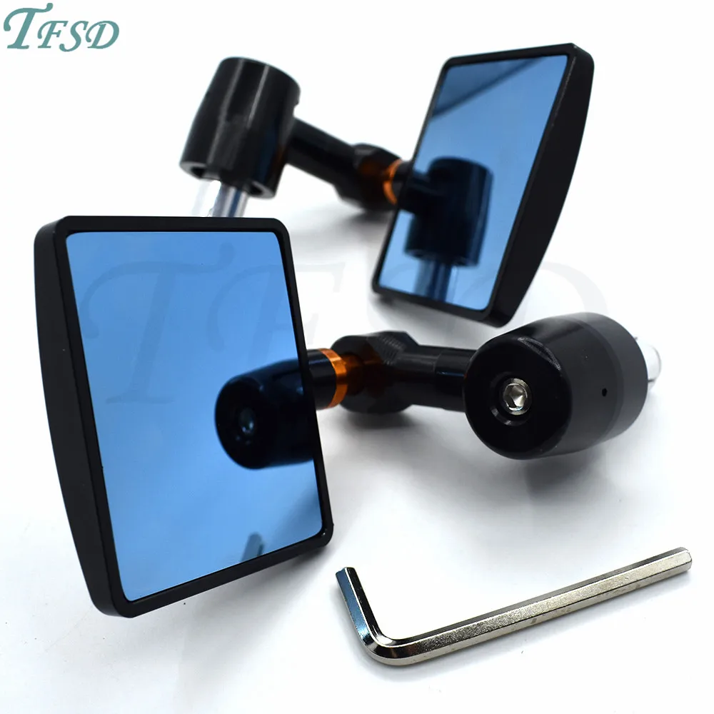 

7/8"22mm Universal square Motorcycle Bar End Rearview Mirrors Rear View Handle Side Mirrors CNC Aluminum For Honda Kawasaki