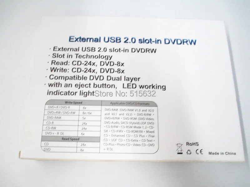 Внешний USB 2,0 разъем в DVD+/-RW DL привод горелки плеер писатель для нетбука/ПК чехол