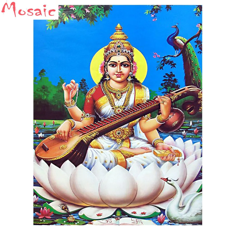 

Diy custom Photo Diamond Painting Goddess Saraswati 5d Diamond Painting Full Round/Square Embroidery Cross-stitch Home Decor,art