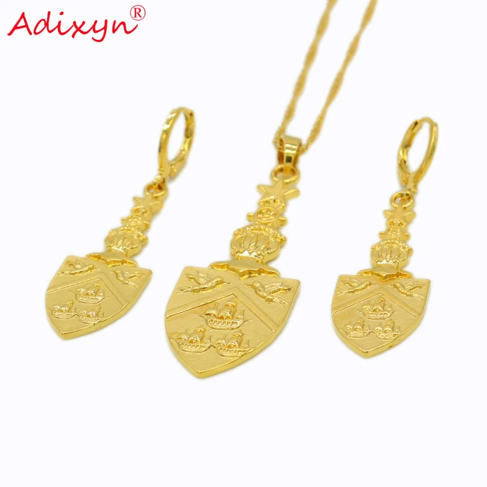 

Adixyn Trinidad and Tobago PNG Necklace/Earrings/Pendant Jewelry Sets Gold Color For Women Festival Style N12112