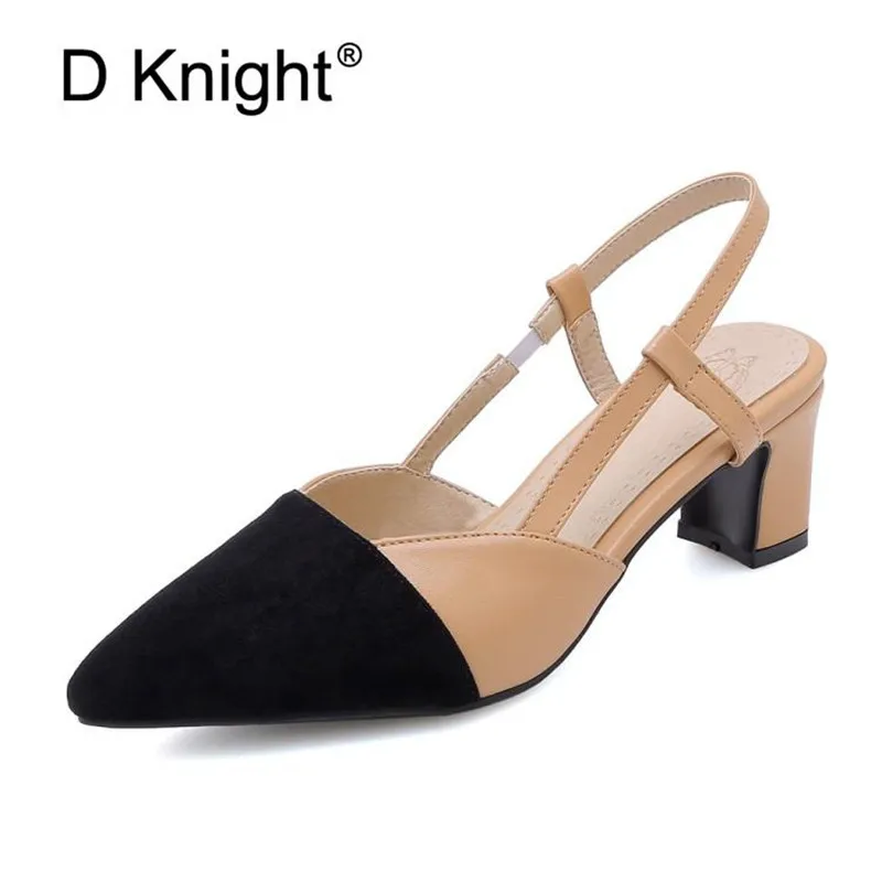 

Big Size 30-48 Women High Heels Slingbacks Sexy Pointed Toe Pumps Shoes Woman Summer Shallow Mouth Color Block Ladies Shoes Pump