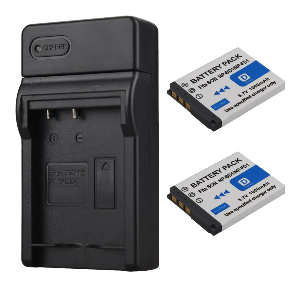 2 шт. NP BD1 FD1 Аккумулятор для камеры 1000 мАч Sony T2 T200 T70 T700 T300T77 T500 T90 T900 TX1 + зарядное