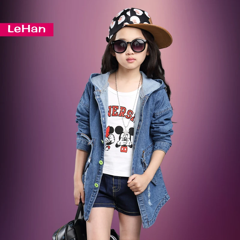 

2015 spring and autumn clothing coat children's clothing girls denim child autumn big boy denim jacket outerwear