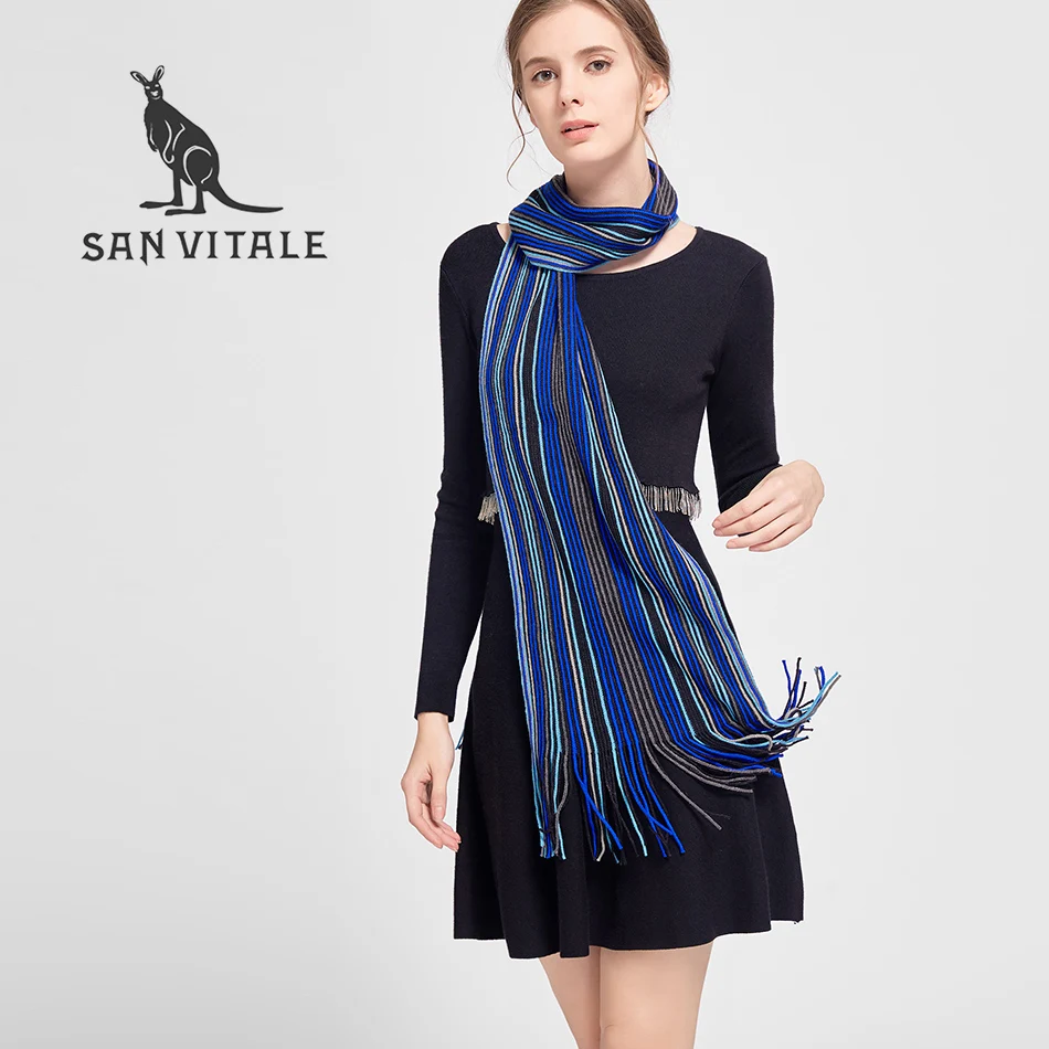 

SAN VITALE Womens Scarves Shawls Winter Warm Scarf Luxury Brand Soft Fashion Wraps Wool Cashmere Silk Hijab Bandana for Hot sale