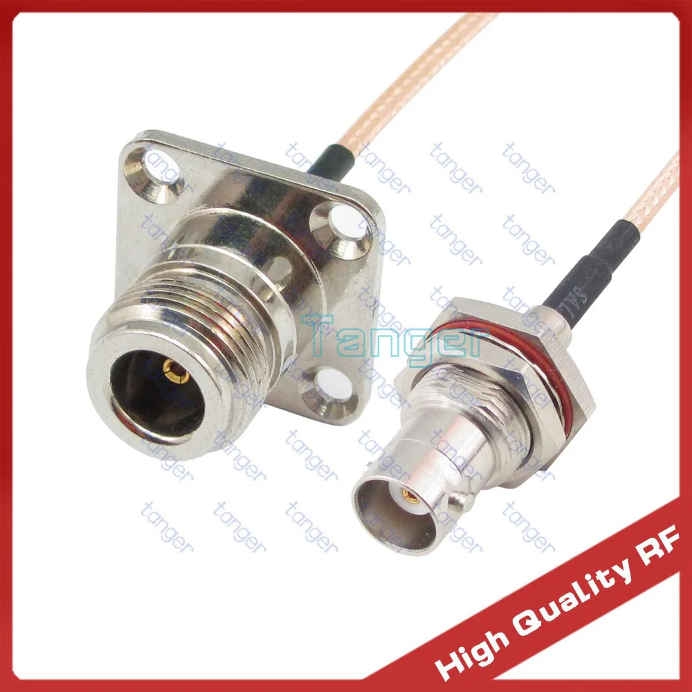 

N female jack 4four hole panel to BNC female jack front with nut straight with RG316 Coaxial Pigtail Jumper cable 3feet 100cm