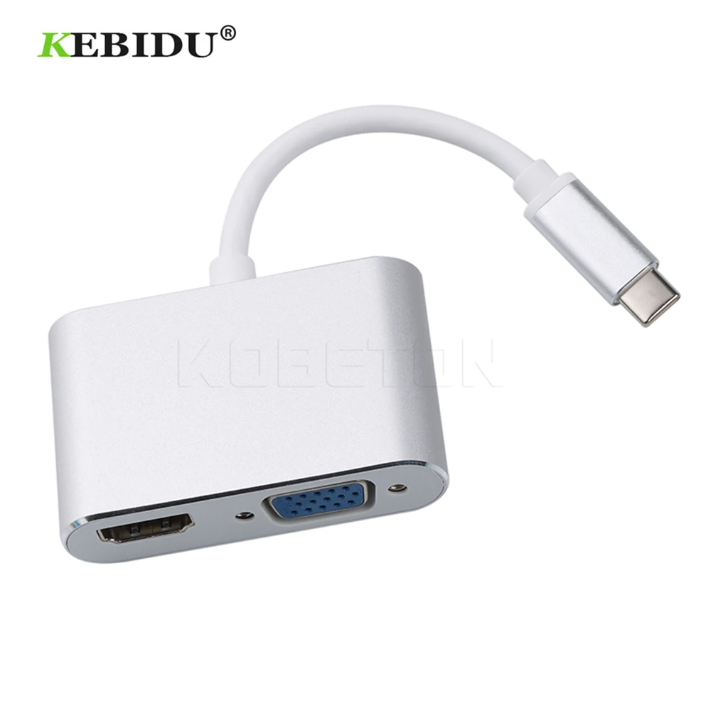 Kebidu Тип C к HDMI VGA кабель папа женскому USB адаптер 4K для MacBook Pro Xiaomi Huawei оптовая