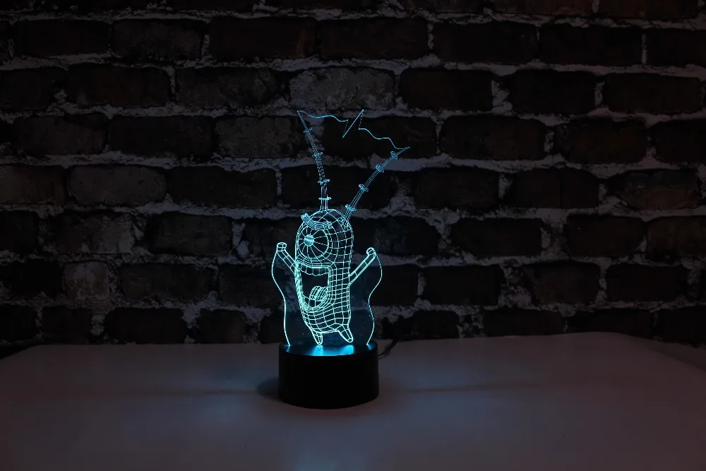 yjm-2859, 3D Boss планктон, 3D LED оформлены красочные Звездная ночь, стол или кровать лампа с сенсорным Управление